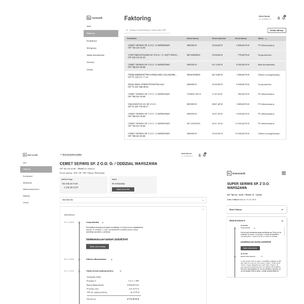 Transcash wireframes - Usability LAB