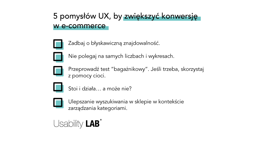Lista 5 pomysłów UX dla e-ommerce - Usability LAB