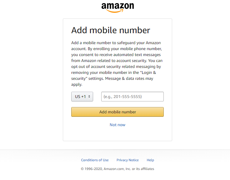 Amazon mobile number - Usability LAB