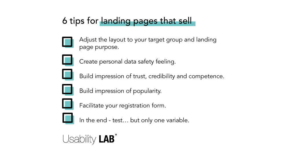 6 tips for landing pages that sell - Usability LAB