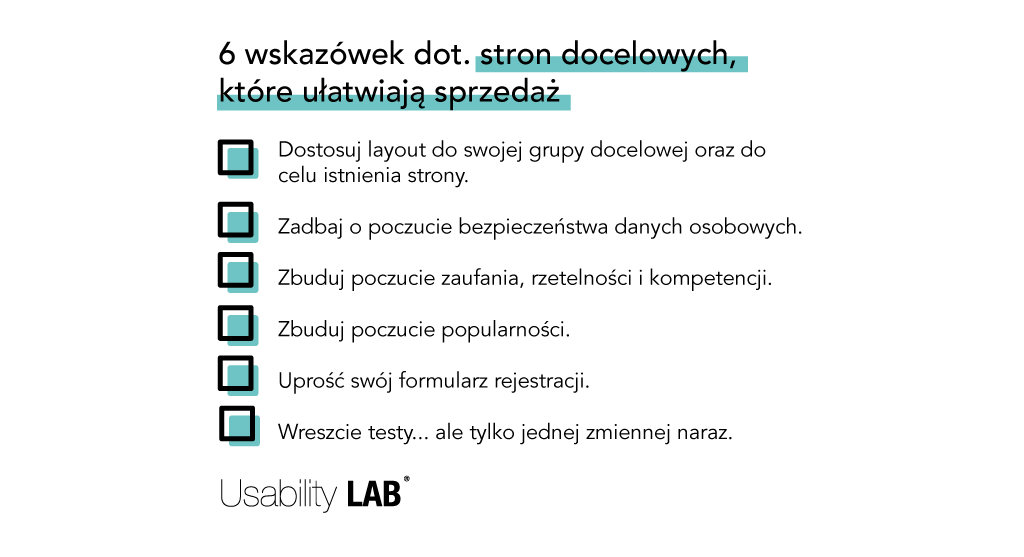 6 wskazówek dotyczących stron docelowych - Usability LAB